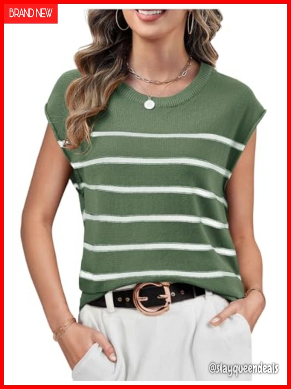 Cap Sleeve Knit Sweater Vest Pullover Top Crew Neck Viscose